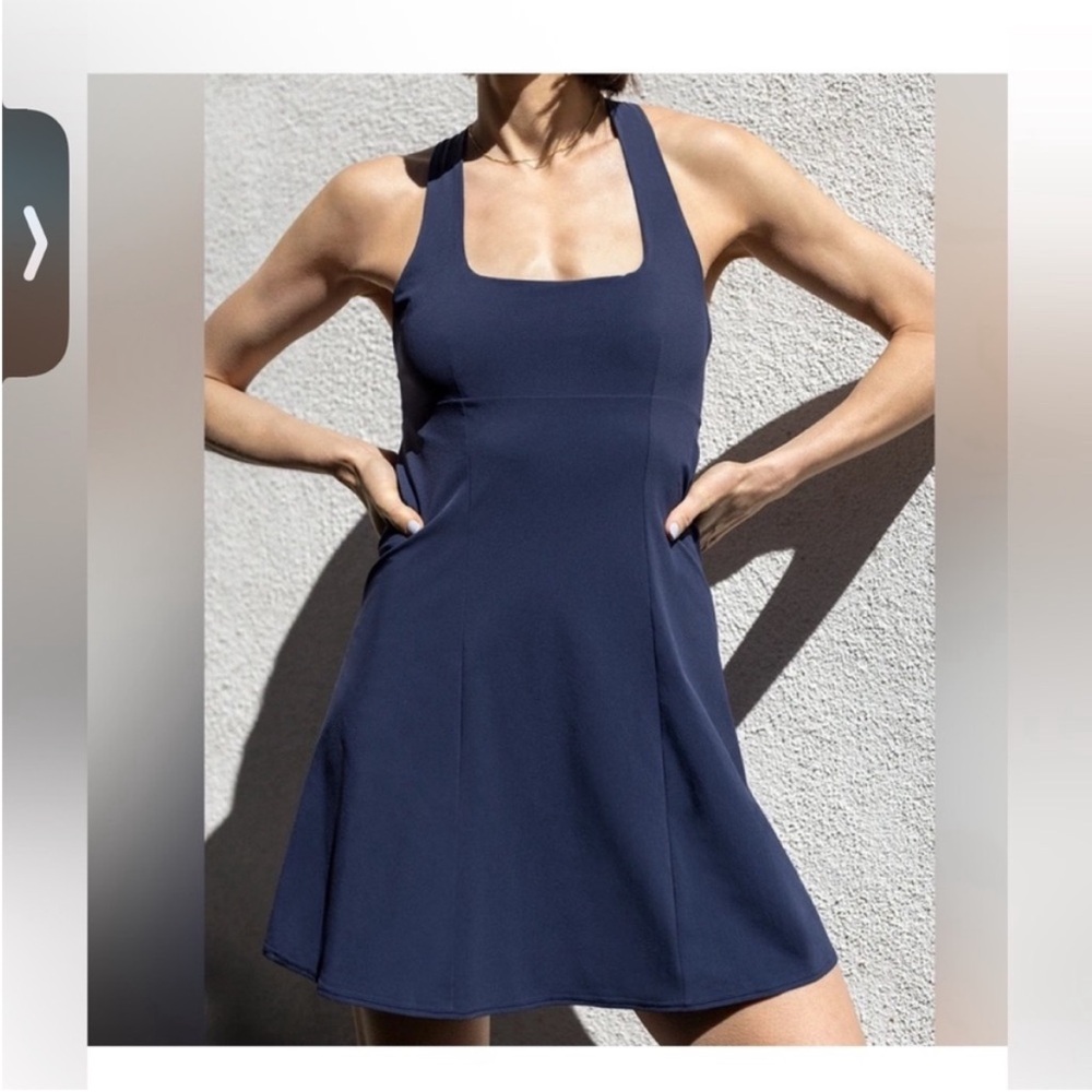 Outdoor Voices Blue Sleeveless Square Neck Sundress